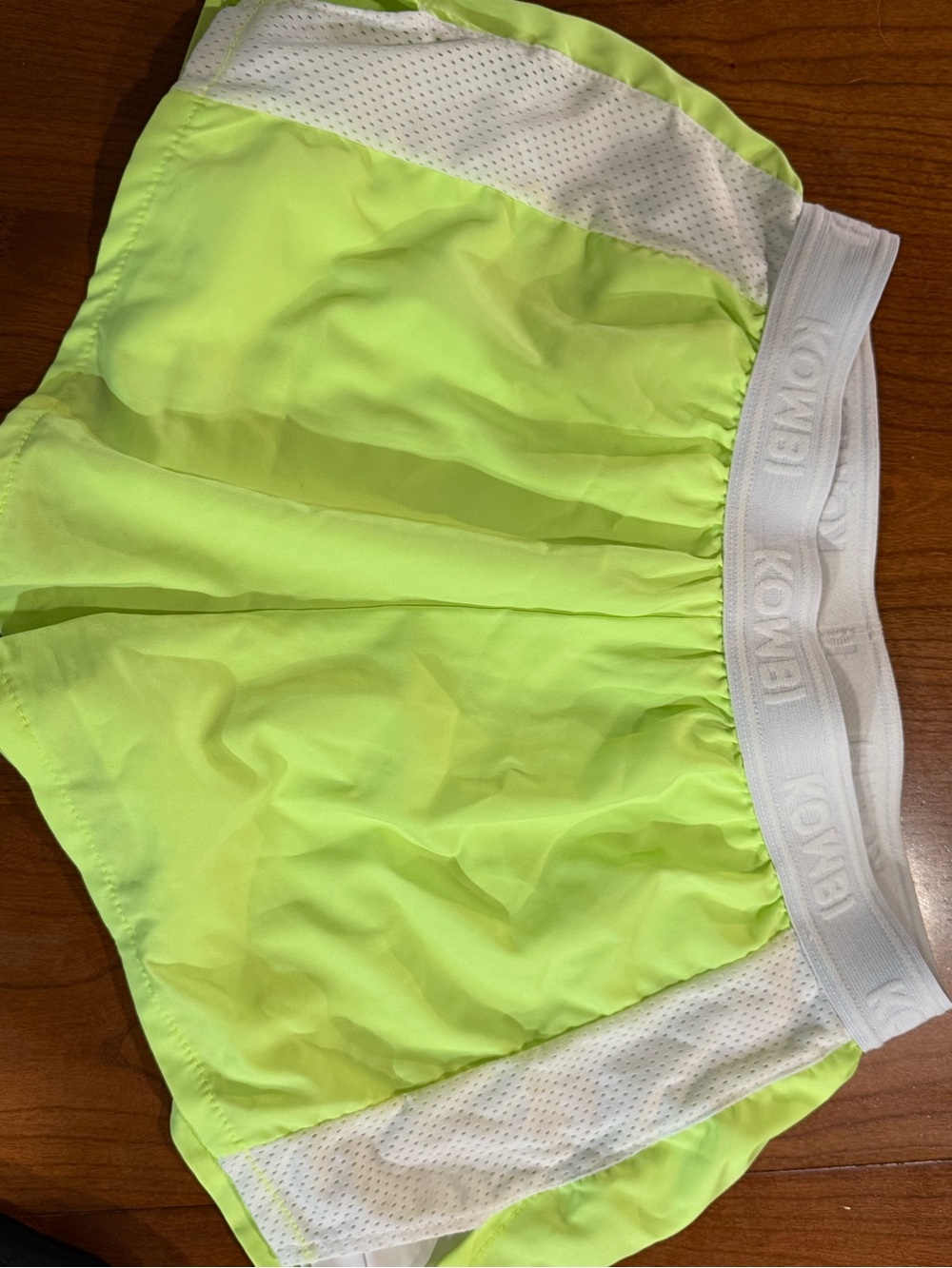 SHEIN Neon Lime Athletic Shorts with White Elastic Waistband